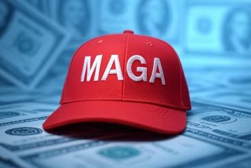 MAGA hat on money