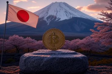 Fuji, BTC coin, Japan flag