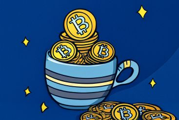 Coffee cup full of BTC coins